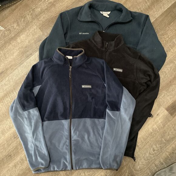 Lot Of 3 Columbia Pullover Sweaters Men’s Large Fleece Black & Blue, Zip Up - Picture 2 of 15